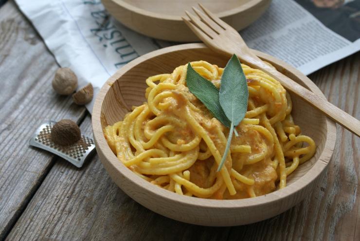 pasta con la zucca, bucatini cremosi