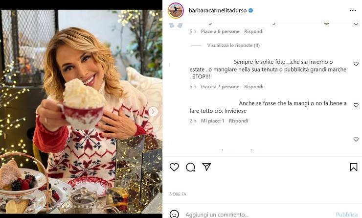 Barbara D’Urso posta una foto sui social ed è subito polemica