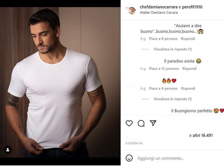 Damiano Carrara: posta una foto su Ig e i social si scatenano