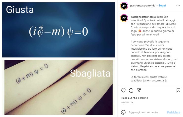 Tatuaggio formula sbagliata