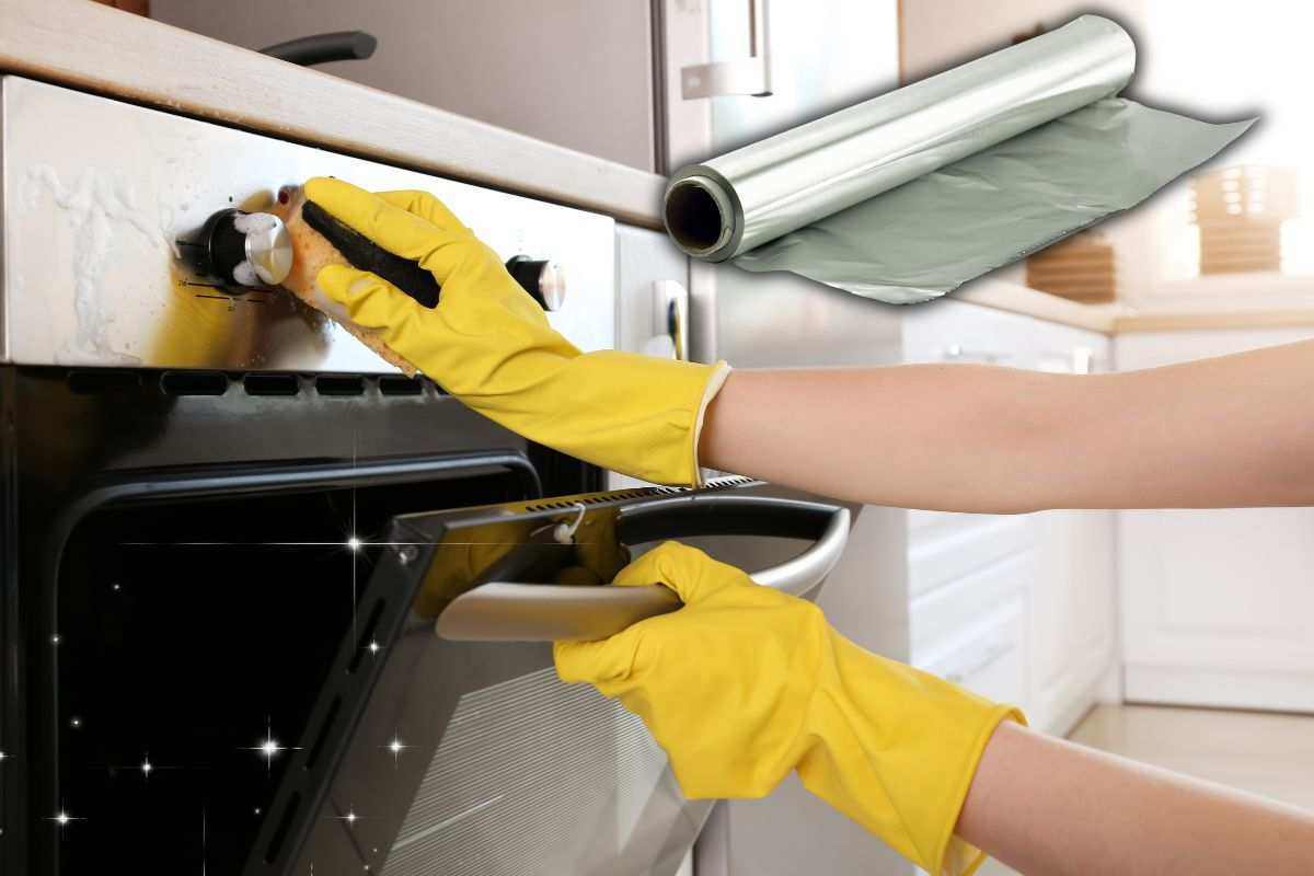 pulire forno trucco carta argentata